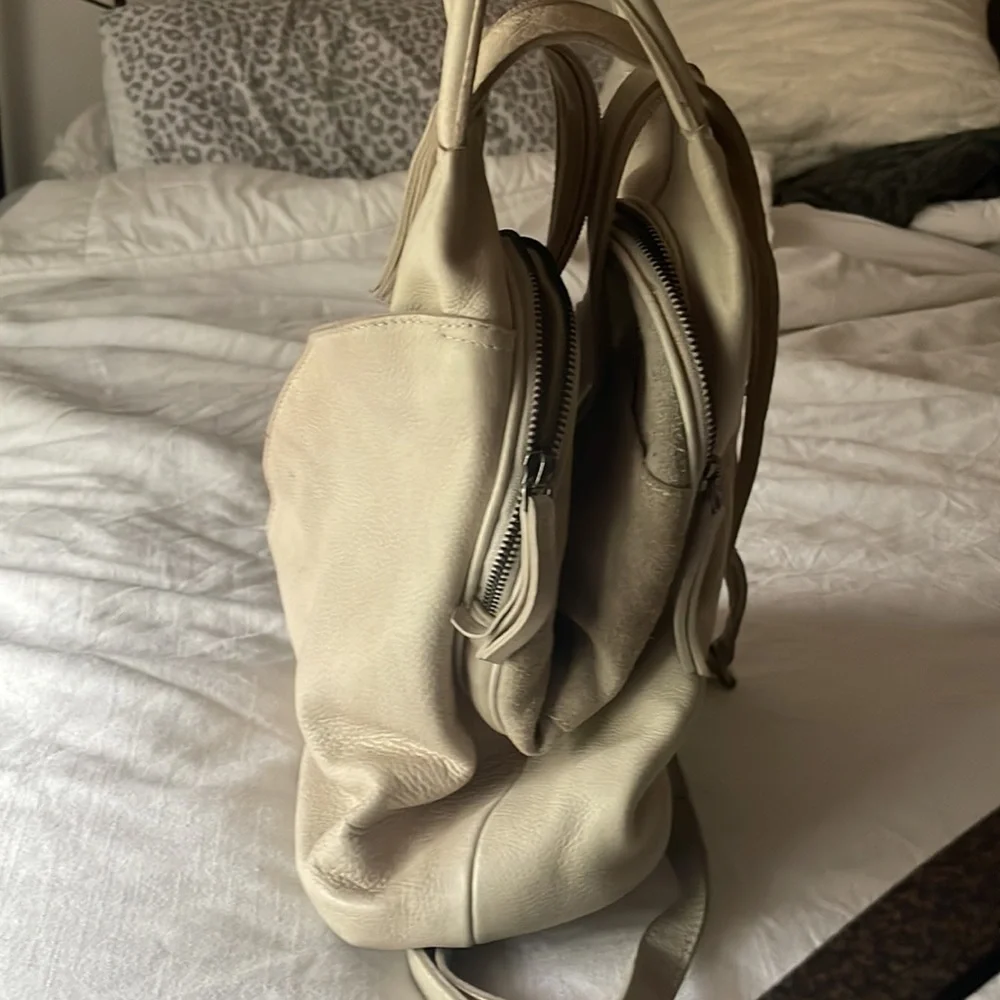 Free People Cream Leather Backpack